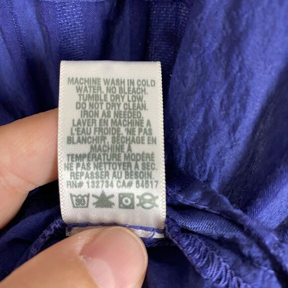 BELLA DAHL Pintucked Shirt Womens Small Blue Button Up Short Sleeve Coastal Camp - Picture 9 of 9